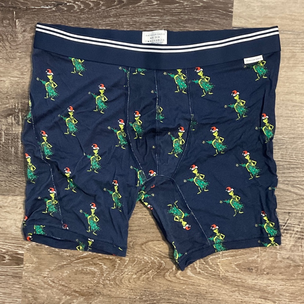 American Eagle Outfitters Navy Boxer Briefs with Grinch Print